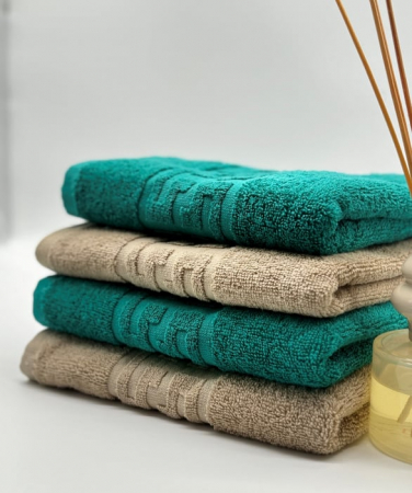 PROSOPE - Set 4 Prosoape Bumbac 500 gr/mp, 50x90 cm, Dunga Greceasca, Verde/Bej C1167