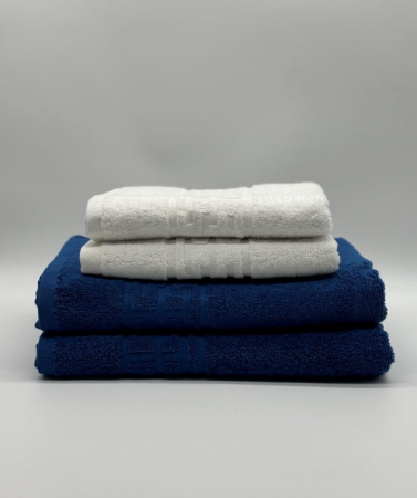 Set 4 Prosoape Bumbac 500 gr/mp, Dunga Greceasca, Alb/Albastru C1244 [1]