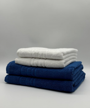 PROSOPE - Set 4 Prosoape Bumbac 500 gr/mp, Dunga Greceasca, Alb/Albastru C1244