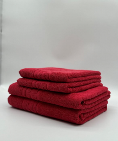 PROSOPE - Set 4 Prosoape Bumbac 500 gr/mp, Dunga Greceasca, Rosu C1223