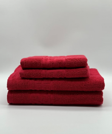 Set 4 Prosoape Bumbac 500 gr/mp, Dunga Greceasca, Rosu C1223 [1]