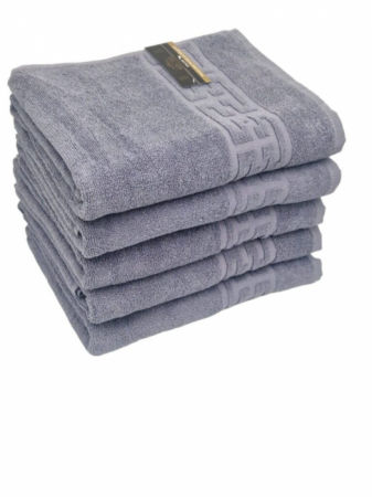 Produse - Set 5 Prosoape Bumbac 500 gr/mp, 70x130 cm, Dunga Greceasca, Gri C1118