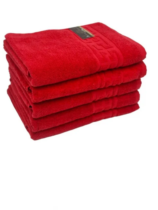 PROSOPE - Set 5 Prosoape Bumbac 500 gr/mp, 70x130 cm, Dunga Greceasca, Rosu C1166