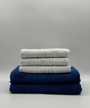 Set 5 Prosoape Bumbac 500 gr/mp, Dunga Greceasca, Alb/Albastru C1243 [1]
