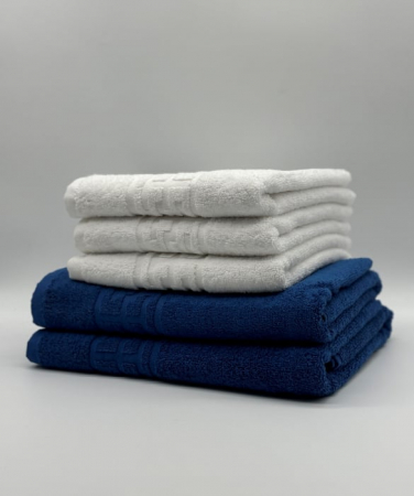 PROSOPE - Set 5 Prosoape Bumbac 500 gr/mp, Dunga Greceasca, Alb/Albastru C1243