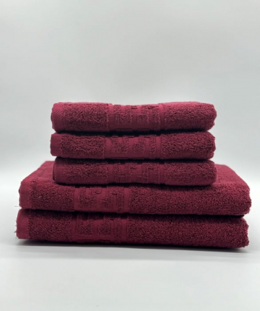 Set 5 Prosoape Bumbac 500 gr/mp, Dunga Greceasca, Grena C1232 [1]