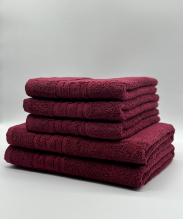 PROSOPE - Set 5 Prosoape Bumbac 500 gr/mp, Dunga Greceasca, Grena C1232