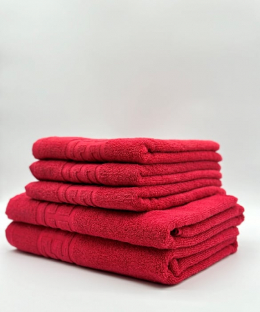 PROSOPE - Set 5 Prosoape Bumbac 500 gr/mp, Dunga Greceasca, Rosu C1221