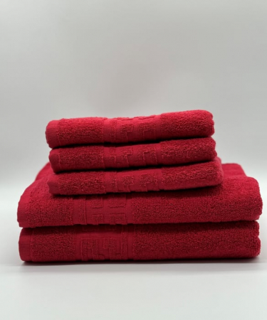 Set 5 Prosoape Bumbac 500 gr/mp, Dunga Greceasca, Rosu C1221 [1]