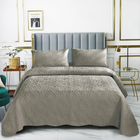 Cuverturi Catifea - Set cuvertura pat , catifea , matlasata , 3 piese , 220x240cm ,C1292
