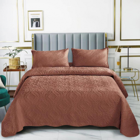 Cuverturi Catifea - Set cuvertura pat , catifea , matlasata , 3 piese , 220x240cm ,C1294