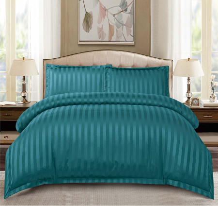 Lenjerii de Pat Damasc - Set Lenjerie de pat dublu cu Elastic, 2 Persoane, Tip Damasc, Uni, 4 Piese, Finet/Bumbac, Cearceaf pat 180 x 200 , C1282