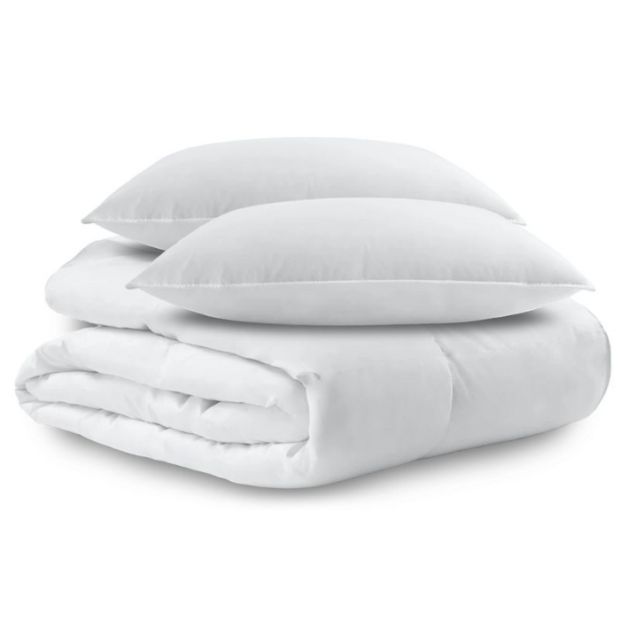 PERNE & PILOTE - SET Pilota Matlasata din Microfibra 200x220cm 250 g + 2 Perne 50x70cm, Alb C822