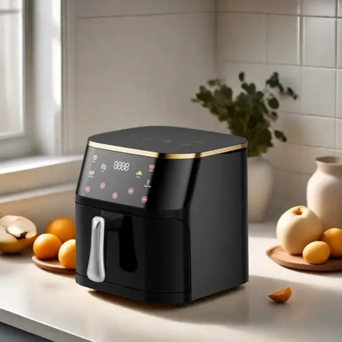 10 L forrólevegős fritőz Airfryer, 2400 W, olaj nélküli, 10 előre beállított program, digitális LED kijelző, állítható hőmérséklet 80–200°C, automatikus kikapcsolás, üvegbetétes edény, rozsdamentes ac [7]