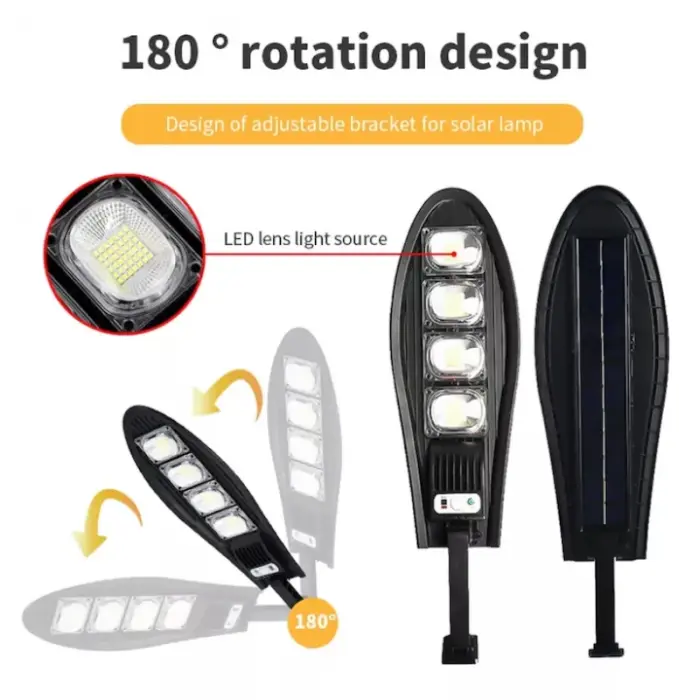 1200W kültéri napelemes lámpa mozgásérzékelővel, távirányítóval, nagy hatékonyságú napelemes panellel, IP65, fekete [5]