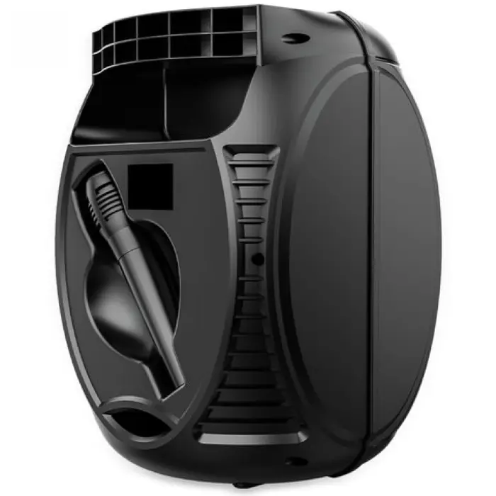 150W PMPO Hordozható Hangszóró, Bluetooth, 8 hüvelykes Mélynyomóval, Karaoke Mikrofonnal, Újratölthető Akkumulátorral, Villogó Fényekkel és Gurulós Trolis Kivitelben – Ideális Bulikhoz és Szabadtéri P [4]