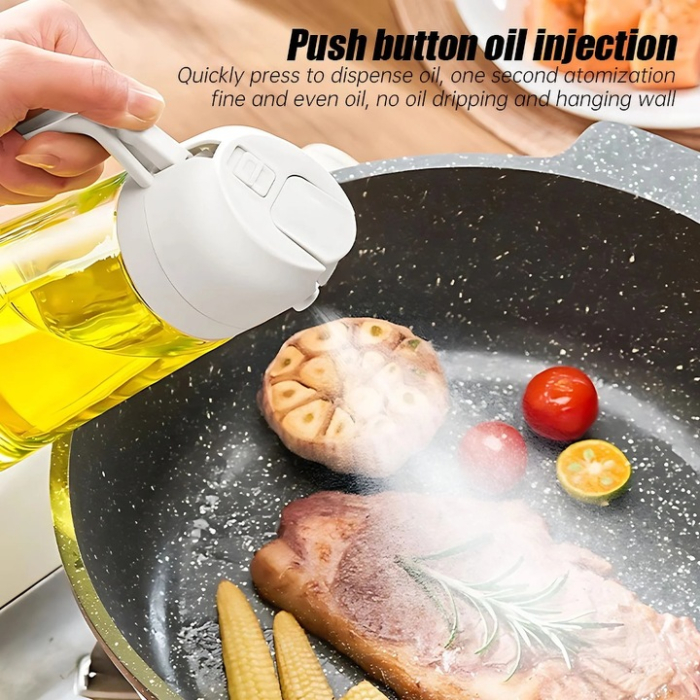 2 az 1-ben olajspray és adagoló palack 250 ml, permetező és kiöntő funkcióval, üveg anyag, főzéshez, sütéshez, grillezéshez [8]
