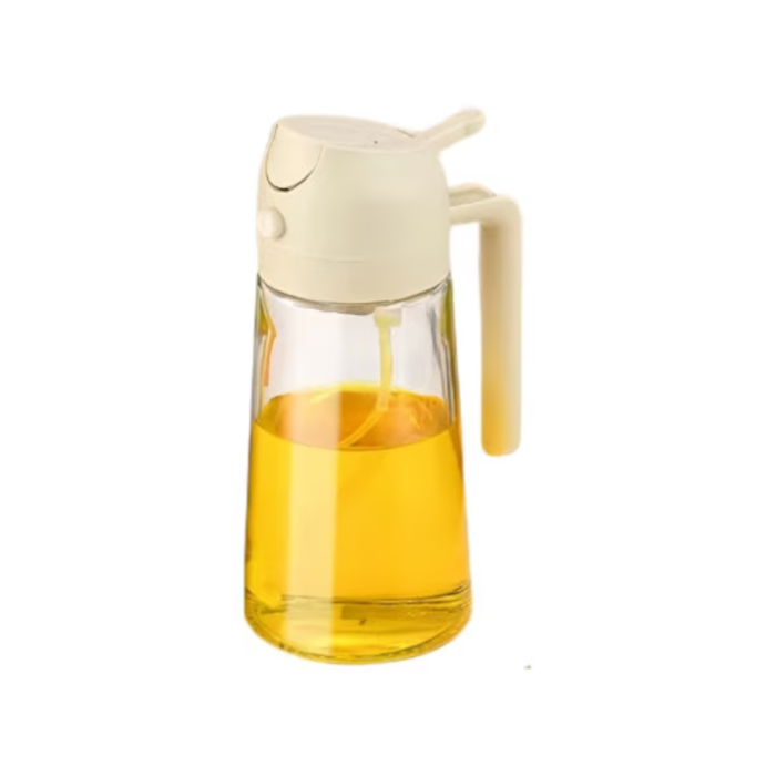 2 az 1-ben olajspray és adagoló palack 250 ml, permetező és kiöntő funkcióval, üveg anyag, főzéshez, sütéshez, grillezéshez [9]