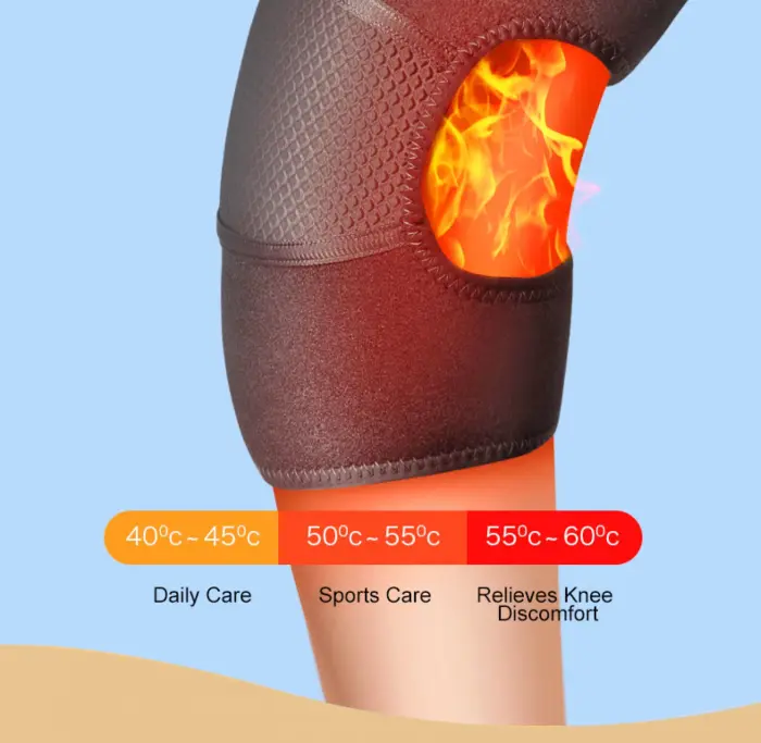 2 db-os térdmelegítő készlet 3 fűtési móddal és 3 rezgő masszázsfunkcióval akkumulátor, váll-, könyök- és térdfájdalom enyhítésére, univerzális méret, fekete [3]