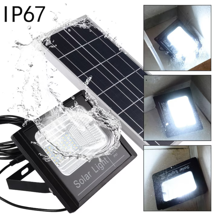 200W Napelemes LED Projektor, 42 SMD LED, Napelem Mellékelve, Távirányító Idő- és Intenzitásszabályzással, IP67, Kültéri [3]