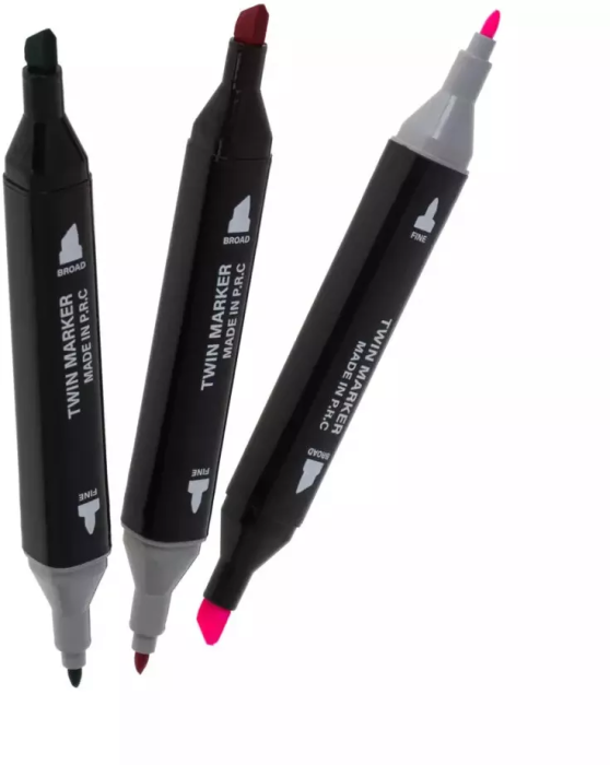 24 Darabos Professzionális Kétvégű Filctoll Készlet, Élénk Színek, Rajzoláshoz, Vázlatkészítéshez és Festéshez, Tartozék Rendezőtokkal [6]