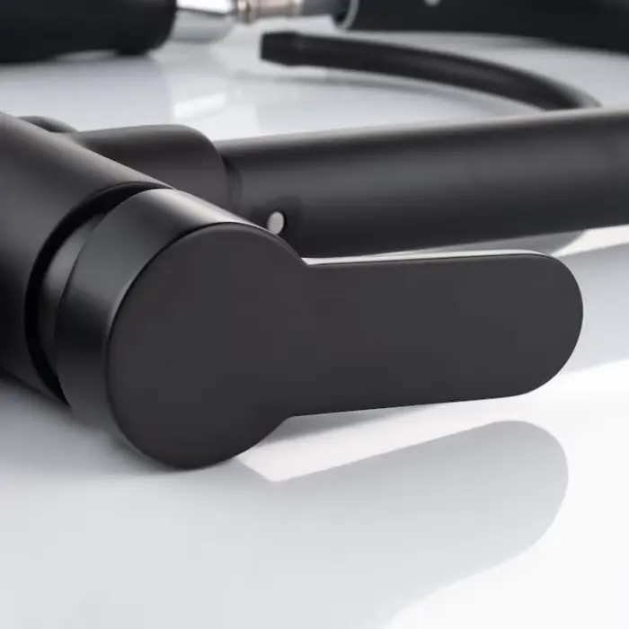 3 az 1-ben Konyhai Csaptelep Szűrt Vízes Csappal és Permetező Fejjel, 18 hüvelykes – Tömör Réz Test, Kerámia Betét, Prémium Fekete Kivitel [6]