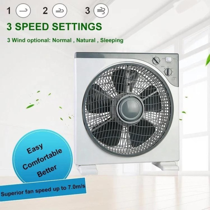 30 cm-es ventilátor forgó első ráccsal, 3 sebességfokozat, 45 W, időzítő funkció, fehér/szürke [3]