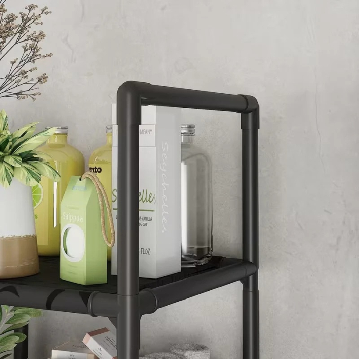 5 Szintes Multifunkciós Tárolópolc Mosógép vagy WC Fölé, 138 × 106 × 25 cm, Fém Fürdőszobai és Mosókonyhai Polcrendszer, Szabadon Álló, Helytakarékos Kialakítás [4]