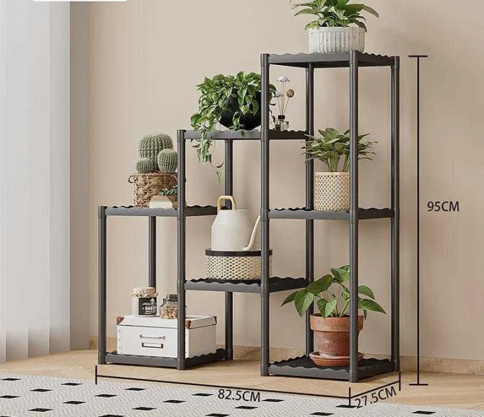 7 Szintes Növénytartó Állvány – Lépcsős Multifunkciós Polc Cserepekhez, Könyvekhez és Dekorációkhoz, Fekete  A 7 szintes növénytartó állvány praktikus és dekoratív megoldást kínál növények, könyvek va [2]