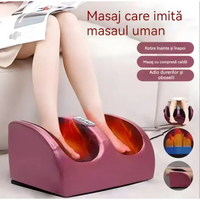 Multifunkciós lábmasszírozó készülék – kétirányú masszázs, fűtés funkció, 3 intenzitási fokozat, 12V, 24W, ergonomikus kialakítás, piros [2]