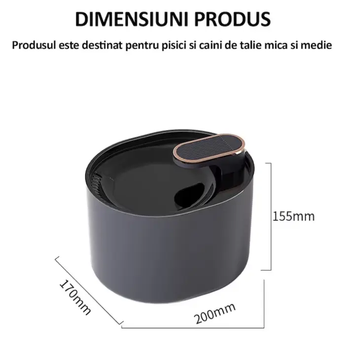 Automatikus vízadagoló prémium kutya- és macskamodell, aktív szénszűrővel, csendes működésű, kellemes kék LED világítással, 3L, hálózati adapter, fekete műanyag [8]