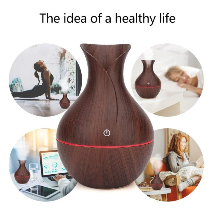 Barna Aromaterápiás Párásító, 130 ml, 30 ml/h, 1,49 W, 9,5x15 cm, 4 Óra Autonómia Automatikus Kikapcsolással, USB Táplálás [3]