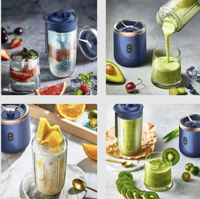 Hordozható USB Turmixgép Gyümölcslevekhez és Smoothie-khoz, 6 Penge, Mixer és Pohár Szett, Mini Prés és Személyes Turmixgép [3]