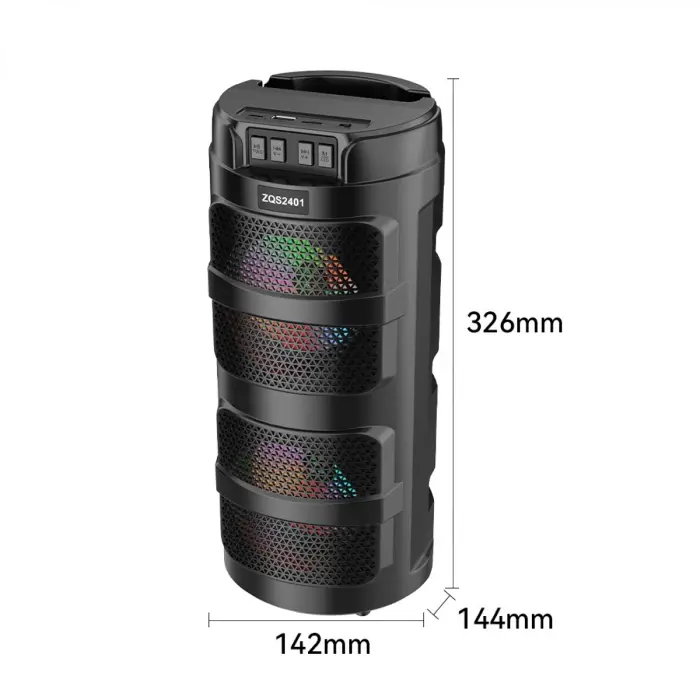 Boxă Portabilă – Sunet 300W PMPO, Bluetooth/USB/TF/AUX, Radio FM, Lumini LED Colorate, Baterie 18650, Design Compact [2]