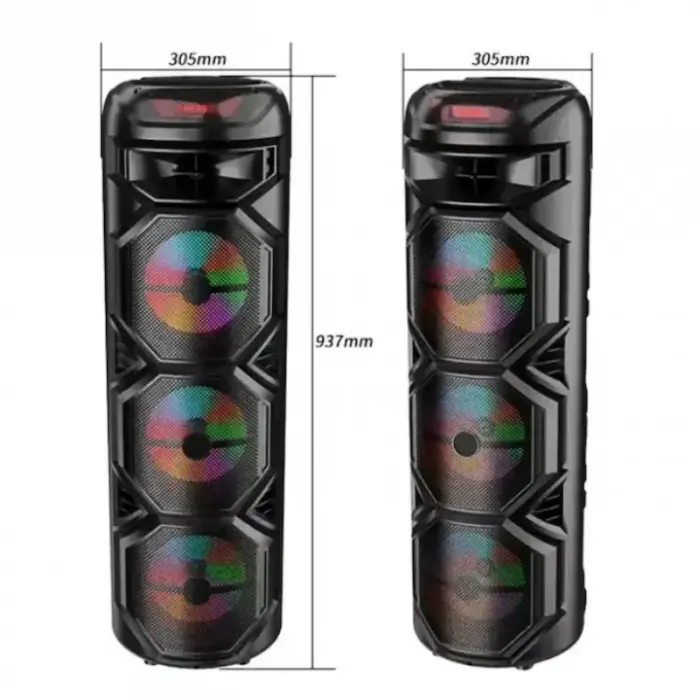 Boxă Portabilă– Sunet Puternic de 400W PMPO, Bluetooth 5.0, Lumini LED RGB Sincronizate, Microfon Wireless pentru Karaoke, Radio FM, USB, AUX, Card TF, Autonomie 4-6 Ore, Telecomandă Inclusă – Perfect [2]