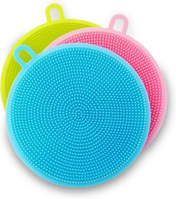 Burete din Silicon Reutilizabil pentru Curățenie, Perie Dublă, Fără BPA, Eco-Friendly, 3 Culori [5]