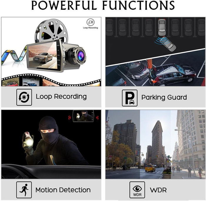 Full HD 1080p Autós DVR Kamera, Éjjellátó Videófelvétel, Tolatókamera Funkcióval [3]