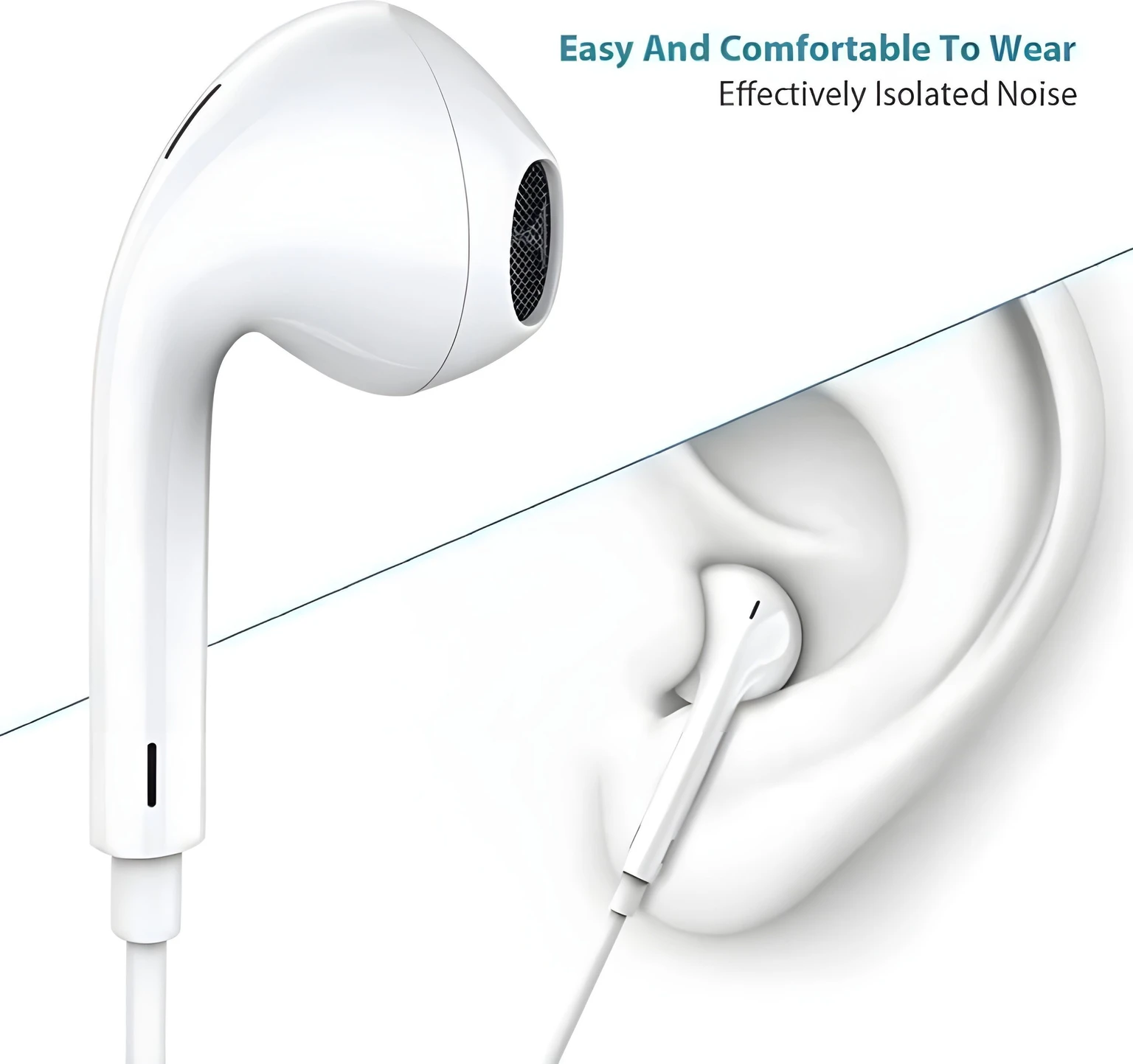 USB Type-C Sztereó In-Ear Fülhallgató, Beépített Mikrofonnal, Ergonomikus Kialakítással, Okostelefonokhoz és Táblagépekhez, Fehér [5]
