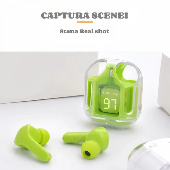 Átlátszó TWS vezeték nélküli fülhallgató, 8D Dolby hangzás, Bluetooth 5.3, Gyors Type-C töltés, vízálló, telefonokhoz kompatibilis [17]