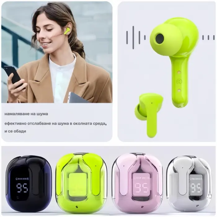 Átlátszó TWS vezeték nélküli fülhallgató, 8D Dolby hangzás, Bluetooth 5.3, Gyors Type-C töltés, vízálló, telefonokhoz kompatibilis [14]