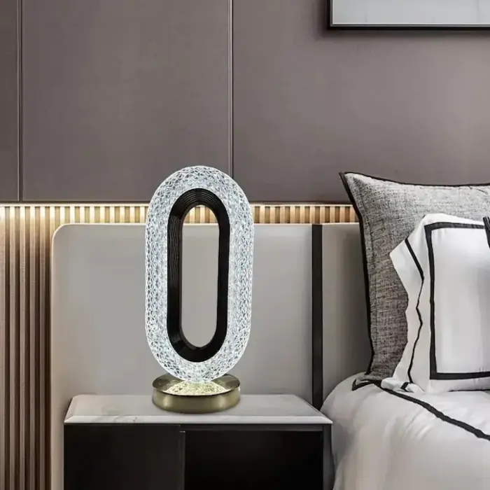 Diamond Crystal LED lámpa gyémánt alakú búrával, 3 színhőmérséklet, érintésvezérlés, USB újratölthető, 10–12 órás üzemidő, elegáns akril és ABS kialakítás, 3000 mAh, 5W, 26 cm [12]