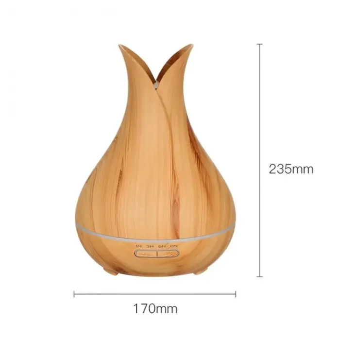 Ultrahangos aromaterápiás diffúzor, 130 ml, 7 színű LED világítás, párásító funkció, barna [7]