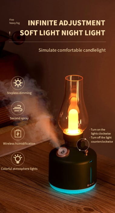 Újratölthető Aroma Diffúzor és Párásító, Csendes Aromaterápia, Éjszakai Lámpa Funkció, Javítja a Levegő Minőségét, Kompakt Kialakítás Otthonra, Irodába, Autóba és Jógához [9]