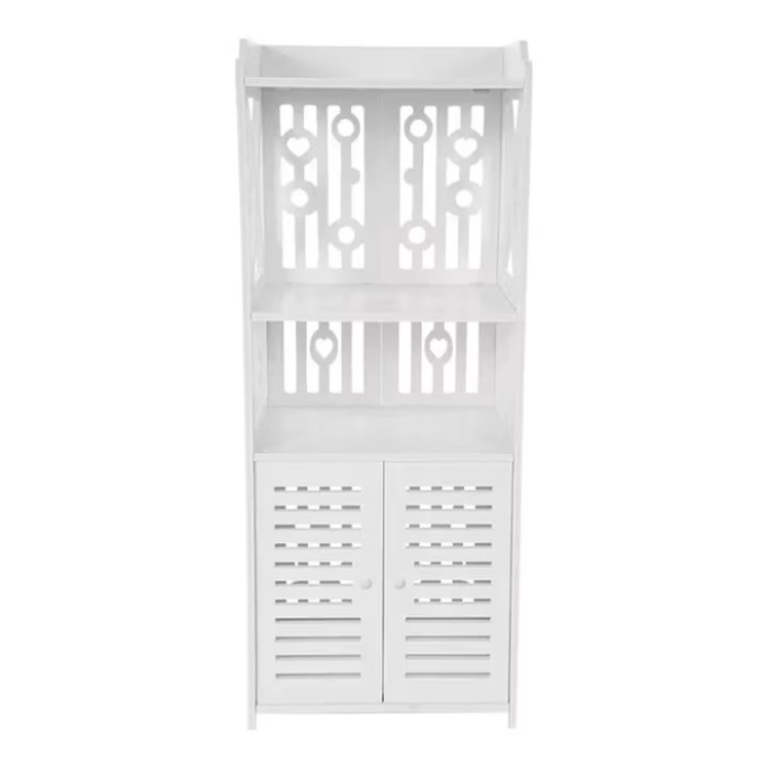 Fehér Fürdőszobai Szekrény 3 Polccal, 90x40x25 cm, Tartós PVC Szerkezet, Modern és Elegáns Kialakítás Praktikus Rendszerezéshez [7]