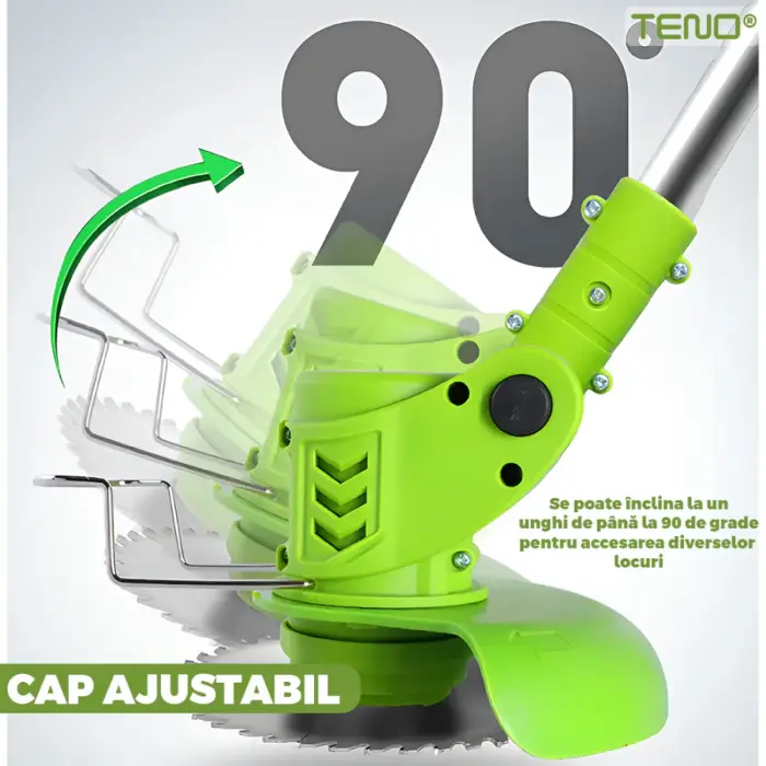 Elektromos fűkasza, 2 db 36 V akkumulátorral, teleszkópos nyél, 3 vágószárral, 18000 RPM, 2-3 óra üzemidő, tartozékokkal, zöld [4]