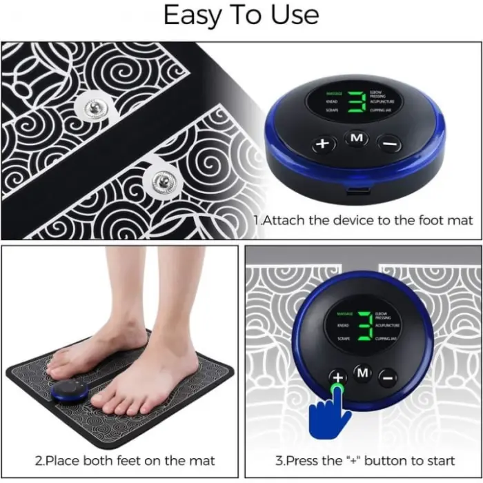 EMS Technológiás Lábmasszírozó – 6 Mód, 9 Intenzitás, Relaxáció és Keringésjavítás, Ergonomikus Fekete Dizájn [5]