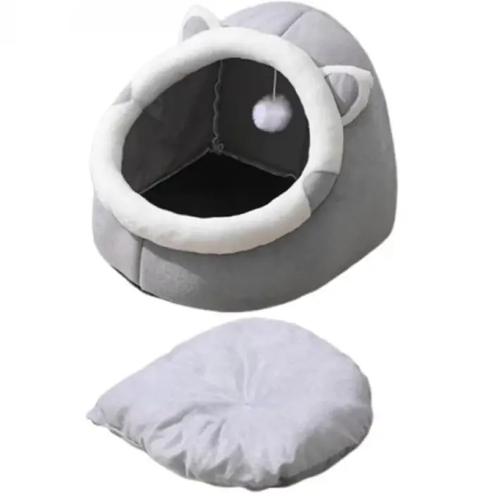 Félig Zárt Macskaágy – Kényelmes és Puha, Kristálybársonyból és PP Pamutból, Mosható, Modern Dizájnnal [4]