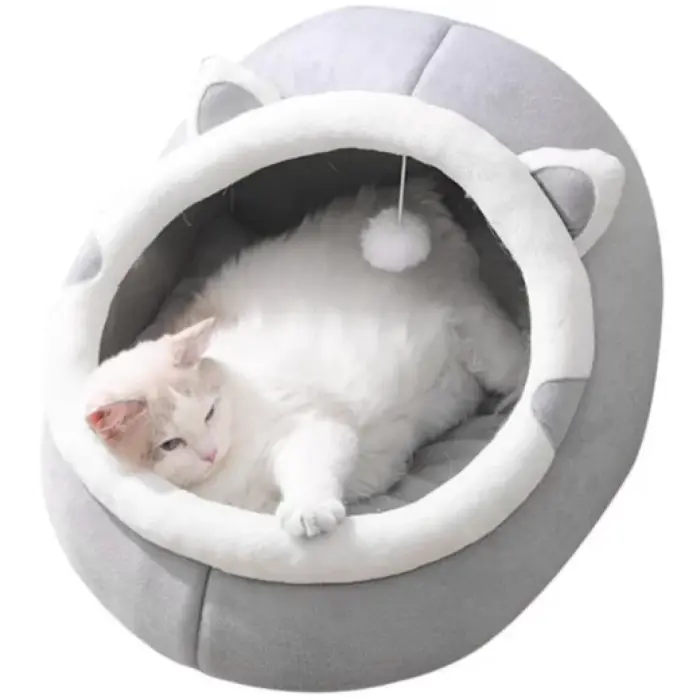 Félig Zárt Macskaágy – Kényelmes és Puha, Kristálybársonyból és PP Pamutból, Mosható, Modern Dizájnnal [5]