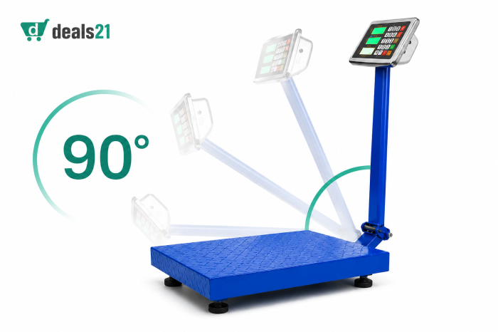 Fémlemezes bordázott platform mérleg, 200/350/500 kg, Lehajtható kar, Elektronikus kijelző. [4]