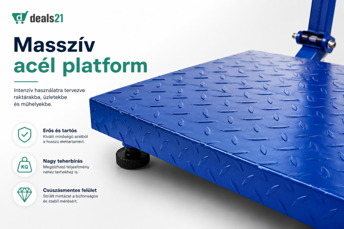 Fémlemezes bordázott platform mérleg, 200/350/500 kg, Lehajtható kar, Elektronikus kijelző. [3]